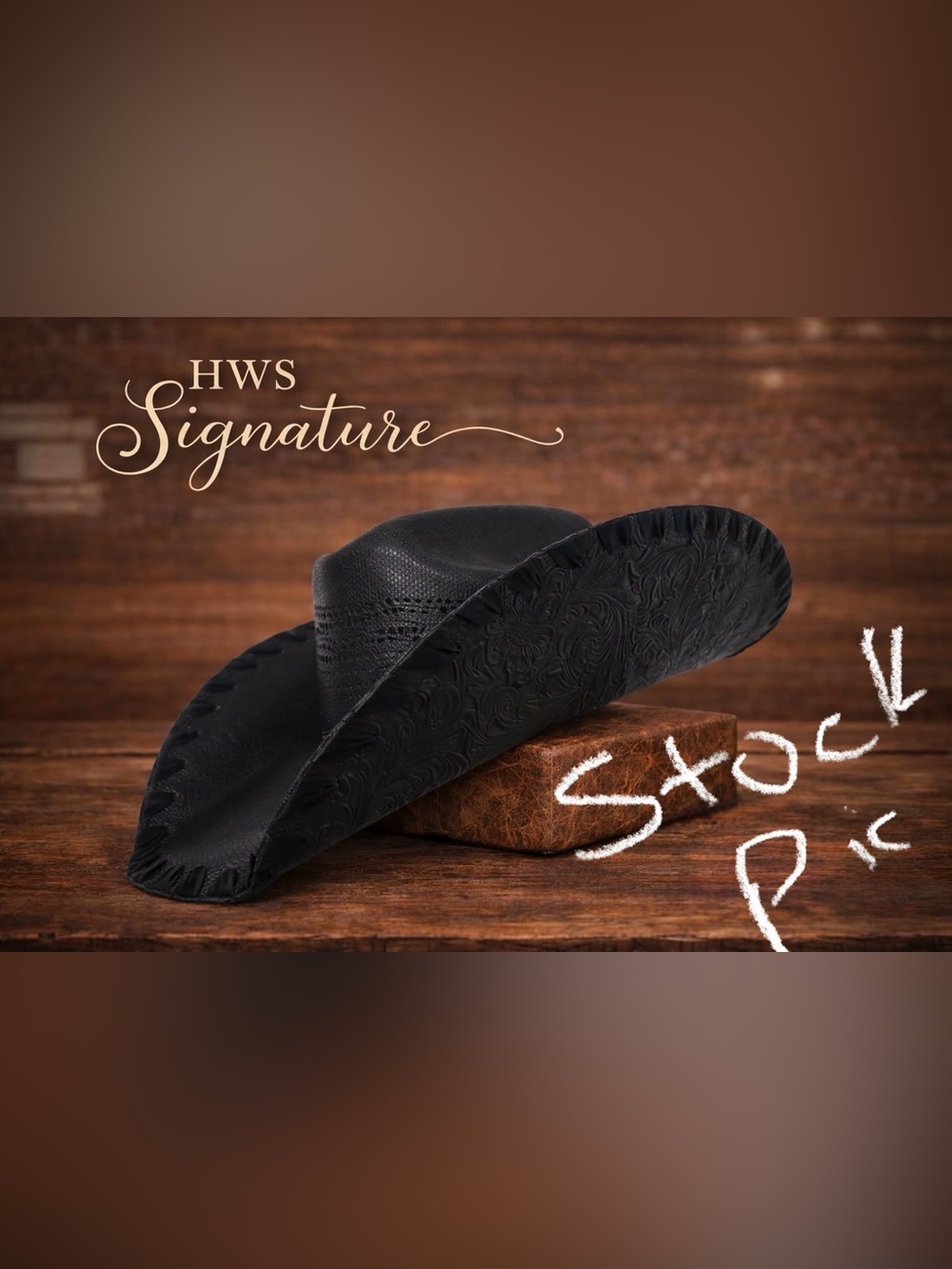 Rodeo King Black Straw Cowboy Hat with Tooled sides and base